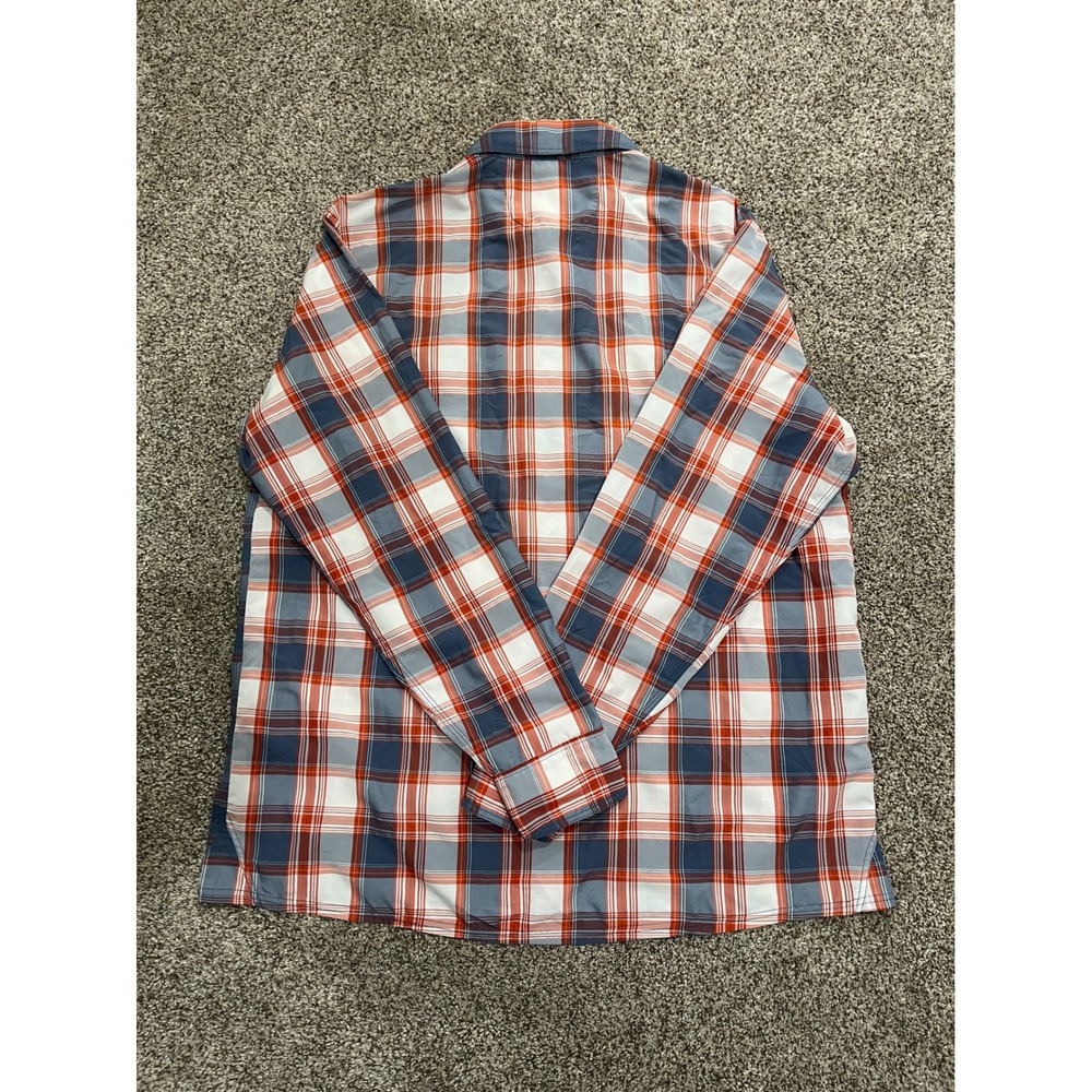 Simms Fishing Shirt Mens XL Long Sleeve Plaid Button Down Red White Blue Pockets - Picture 5 of 7